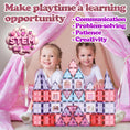 Load image into Gallery viewer, Little Pi 104pcs Frozen Princess Castle Magnetic Tiles Building Blocks - 3D Diamond Blocks, STEM Educational Toddler Toys for Pretend Play, 4 Year Old Girl Birthday Gifts Kids Ages 3 5 6 7 8 - Pink