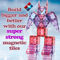 Load image into Gallery viewer, Little Pi 104pcs Frozen Princess Castle Magnetic Tiles Building Blocks - 3D Diamond Blocks, STEM Educational Toddler Toys for Pretend Play, 4 Year Old Girl Birthday Gifts Kids Ages 3 5 6 7 8 - Pink