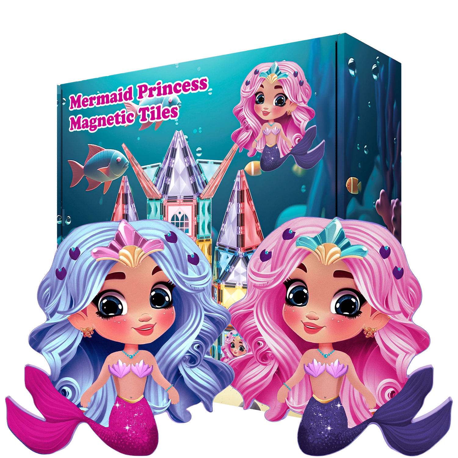 Mermaid Castle Magnetic Tiles Set