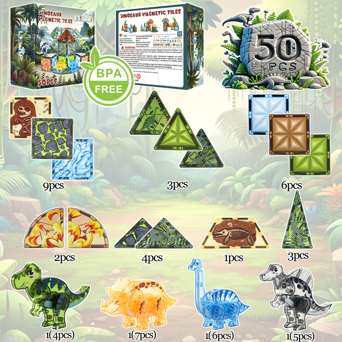 Dinosaur Magnetic Tiles